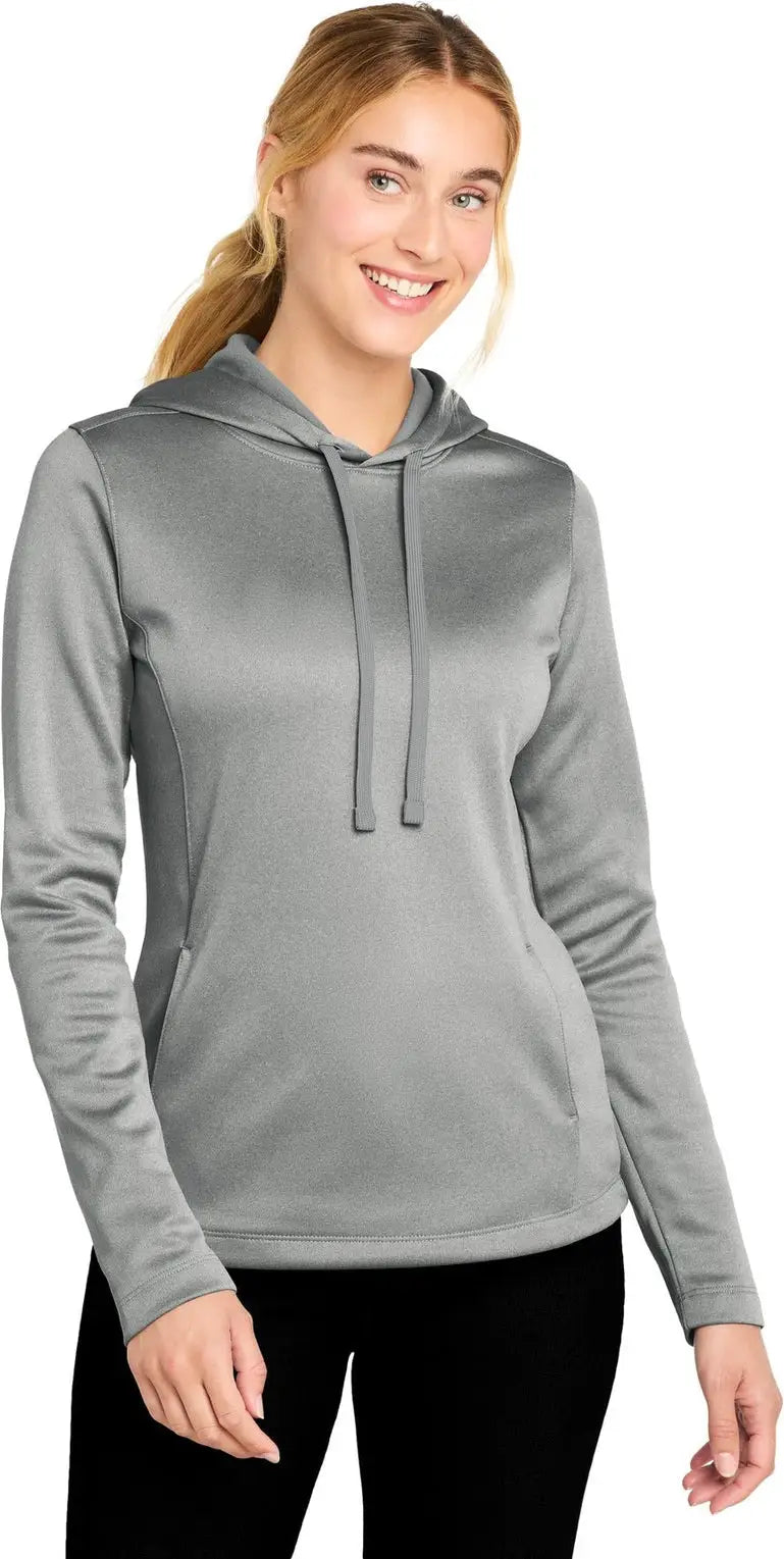 Sport-tek Lst264 Women’s Posicharge Sport-wick Heather Fleece Hooded Pullover - Dark Silver