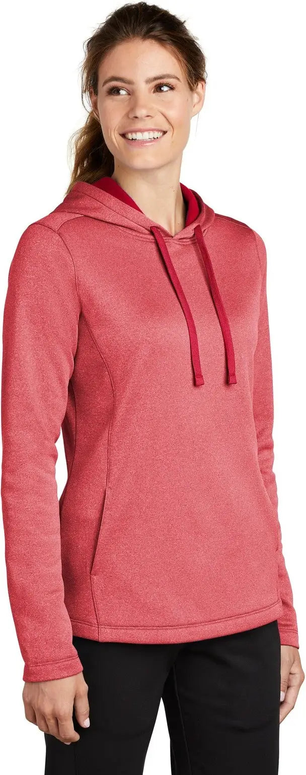 Sport-tek Lst264 Women’s Posicharge Sport-wick Heather Fleece Hooded Pullover - Deep Red