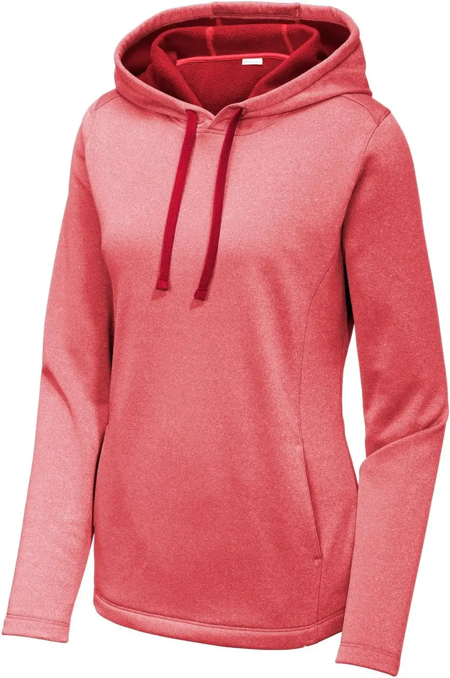 Sport-tek Lst264 Women’s Posicharge Sport-wick Heather Fleece Hooded Pullover - Deep Red