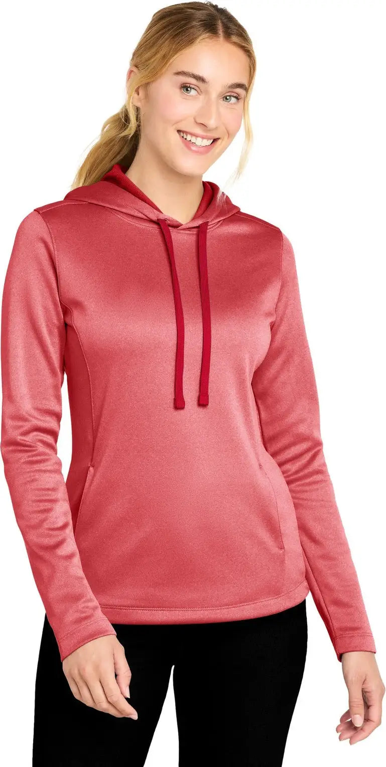 Sport-tek Lst264 Women’s Posicharge Sport-wick Heather Fleece Hooded Pullover - Deep Red