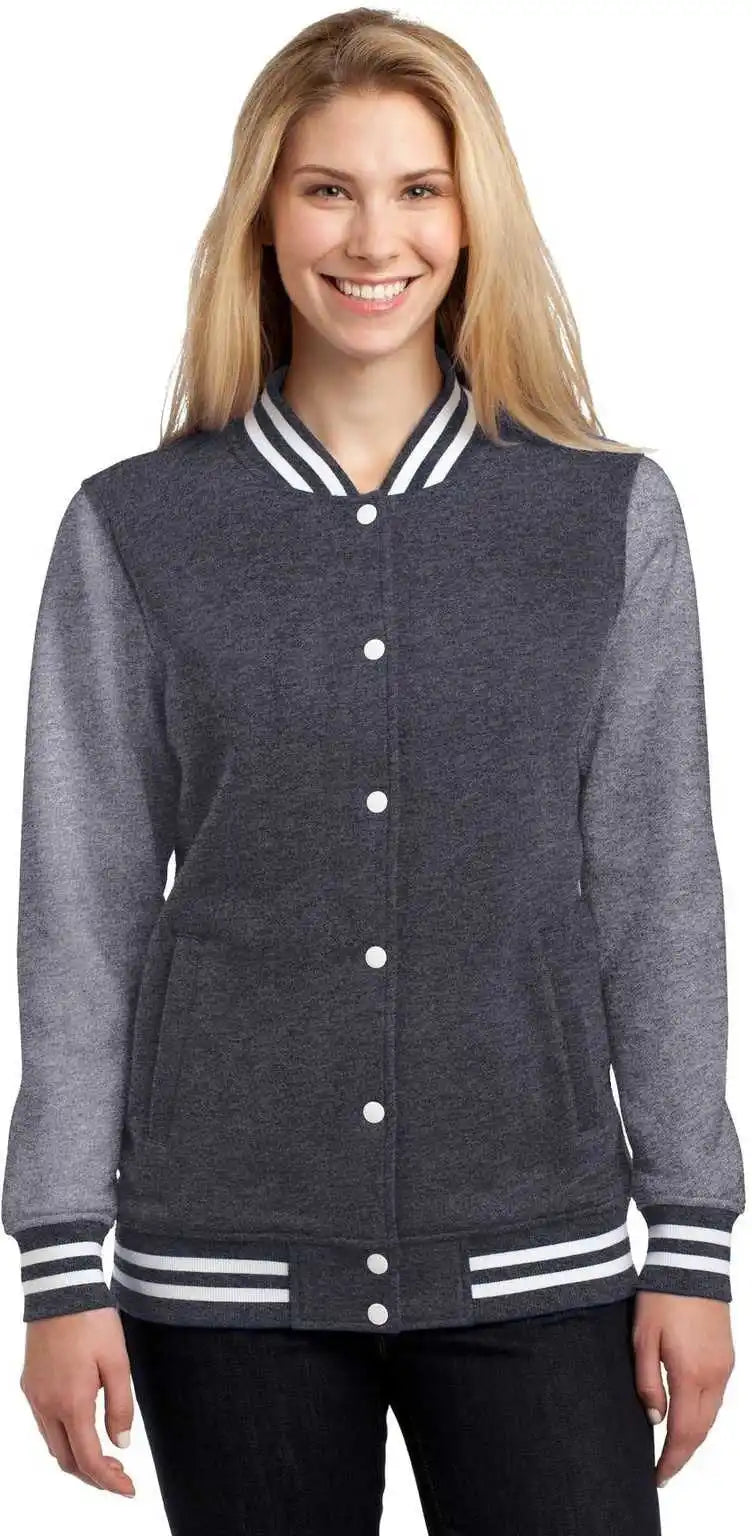 Sport-tek Lst270 Ladies Fleece Letterman Jacket - Graphite Heather Vintage