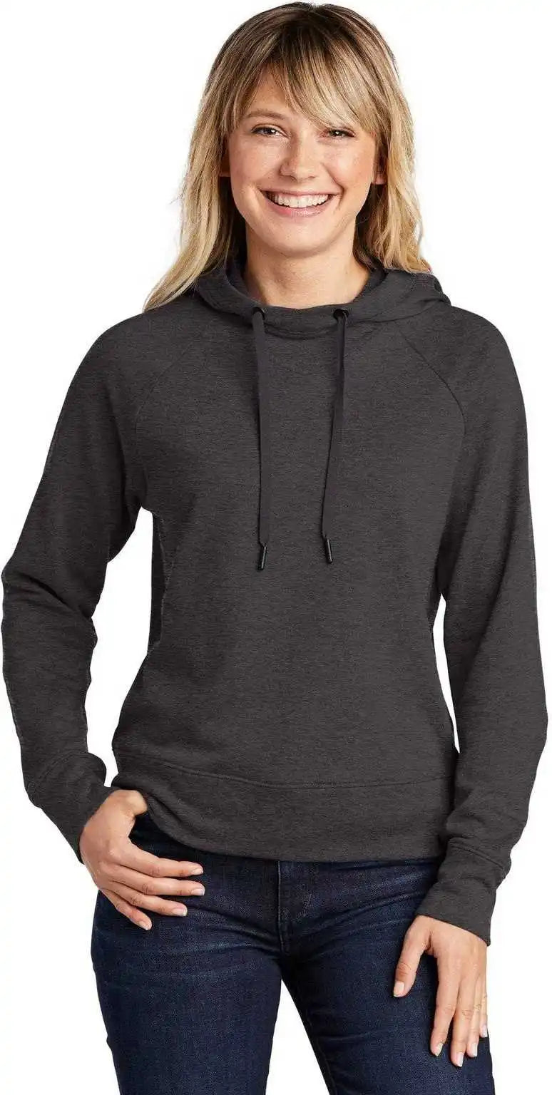 Sport-tek Lst272 Ladies Lightweight French Terry Pullover Hoodie - Heather Black