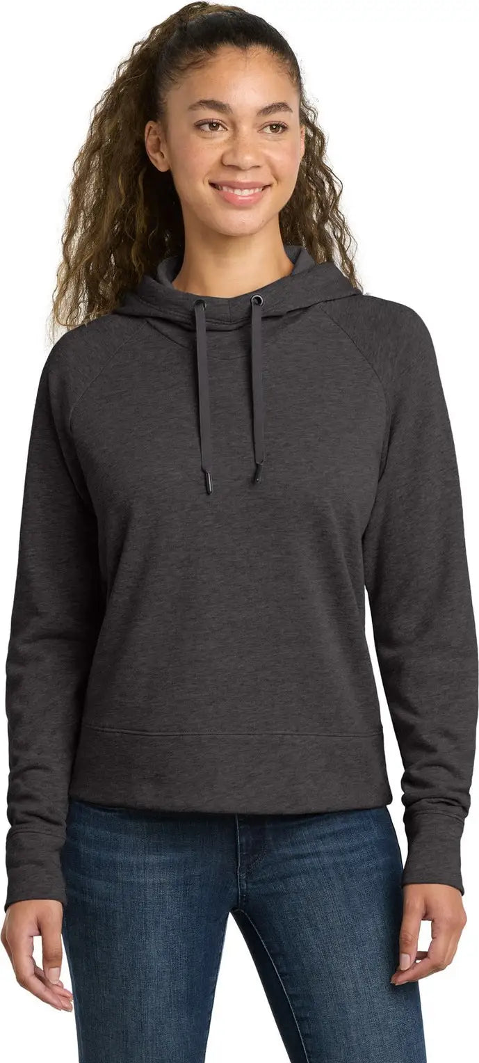 Sport-tek Lst272 Women’s Lightweight French Terry Pullover Hoodie - Heather Black - Ladies Xs
