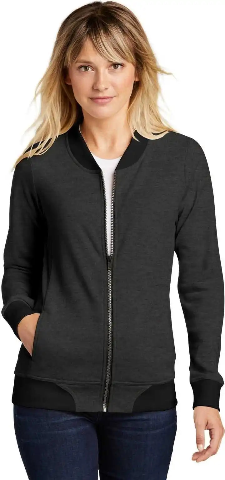 Sport Tek Lst274 Ladies Lightweight French Terry Bomber Heather Black