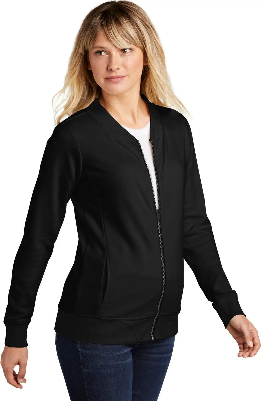 Sport-tek Lst274 Women’s Lightweight French Terry Bomber - Black