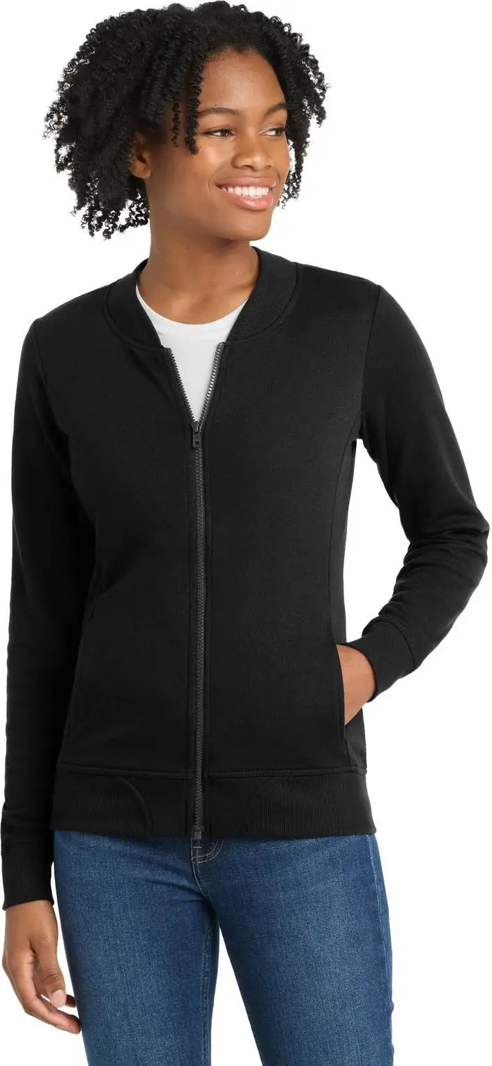 Sport-tek Lst274 Women’s Lightweight French Terry Bomber - Black