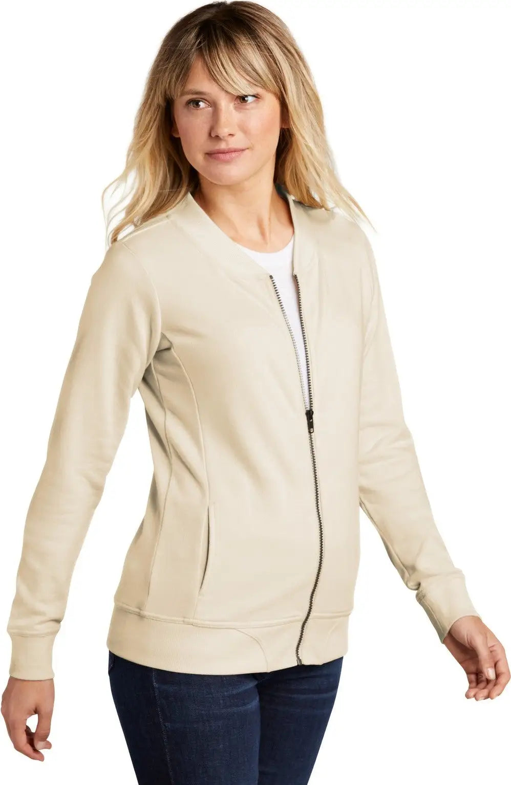 Sport-tek Lst274 Women’s Lightweight French Terry Bomber - Ecru