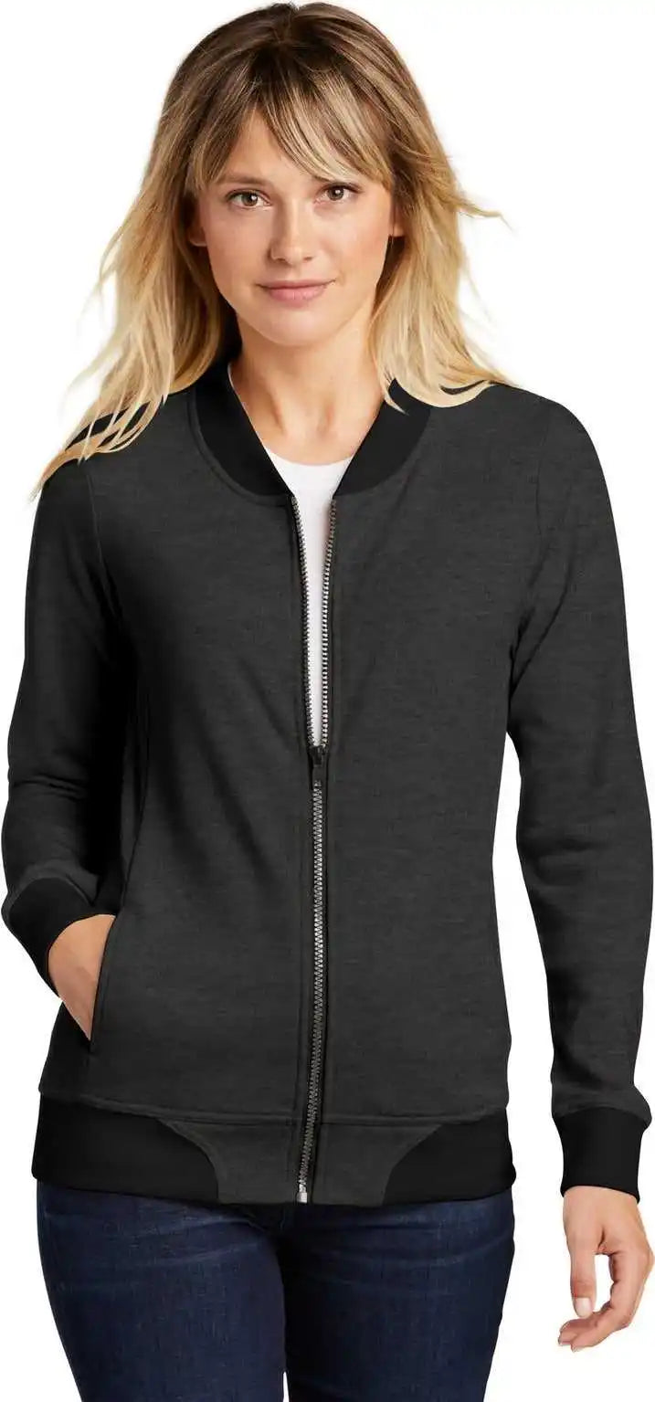Sport-tek Lst274 Women’s Lightweight French Terry Bomber - Heather Black
