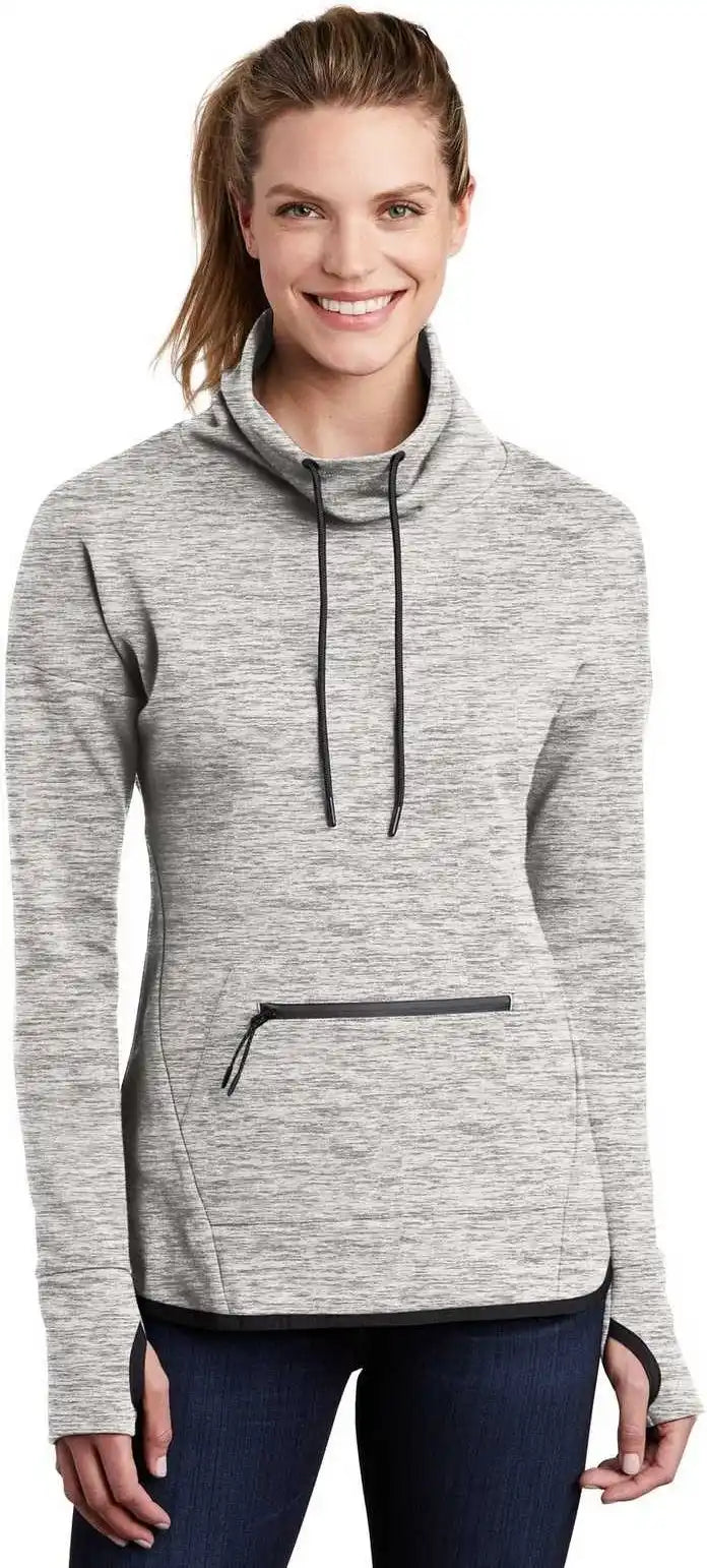 Sport Tek Lst280 Ladies Triumph Cowl Neck Pullover Athletic Heather