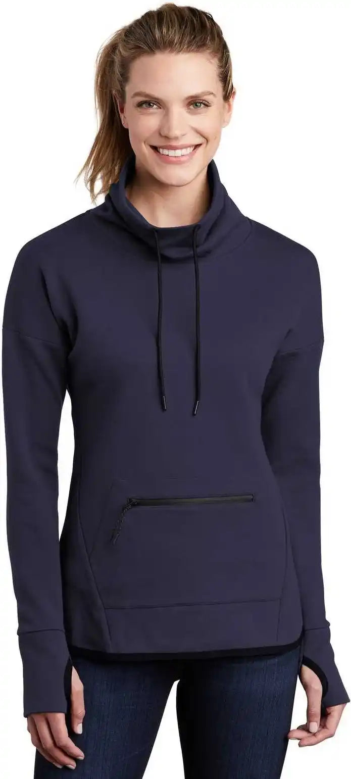 Sport-tek Lst280 Ladies Triumph Cowl Neck Pullover - Navy