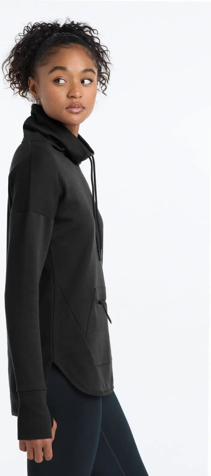 Sport-tek Lst280 Women’s Triumph Cowl Neck Pullover - Black