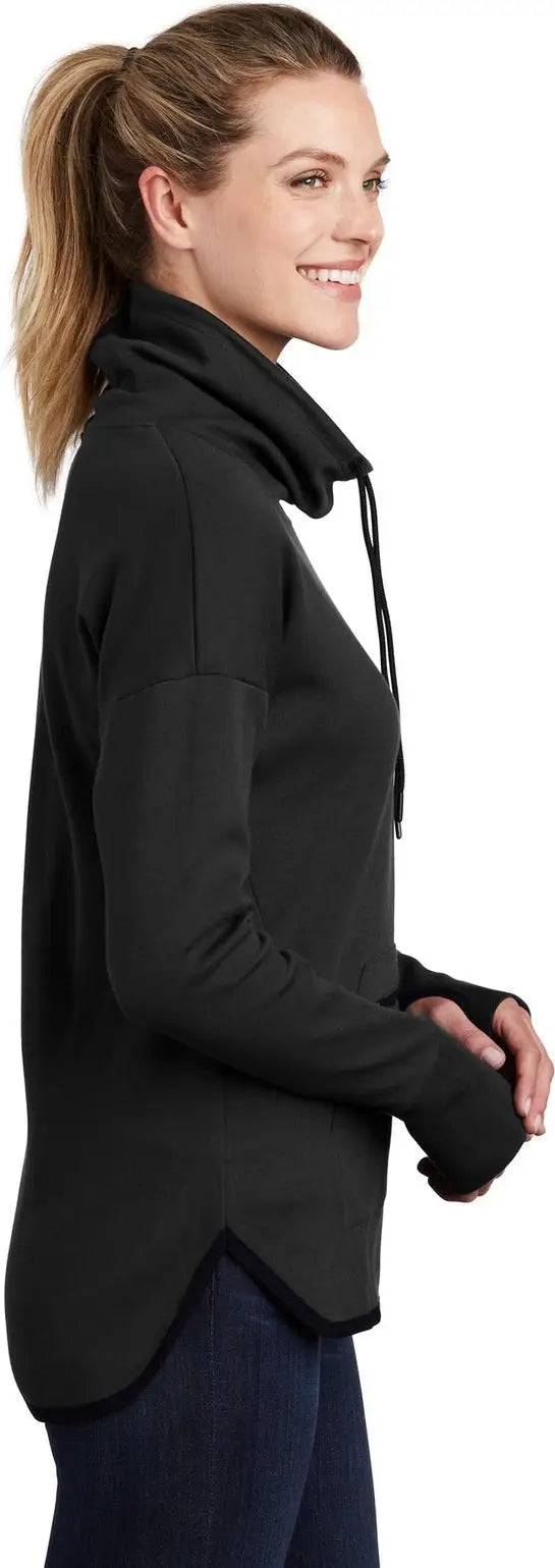 Sport-tek Lst280 Women’s Triumph Cowl Neck Pullover - Black