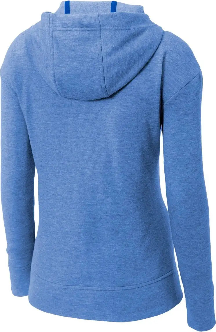 Sport-tek Lst293 Women’s Posicharge Tri-blend Wicking Fleece Full-zip Hooded Jacket - True Royal Heather