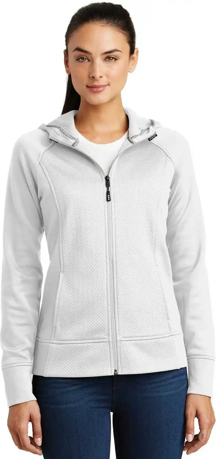 Sport-tek Lst295 Ladies Rival Tech Fleece Full-zip Hooded Jacket - White