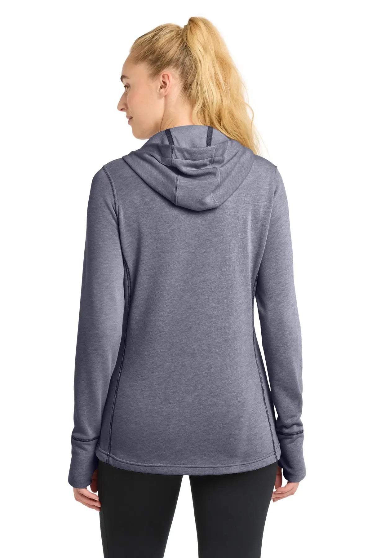 Sport-tek Lst296 Women’s Posicharge Tri-blend Wicking Fleece Hooded Pullover - True Navy Heather