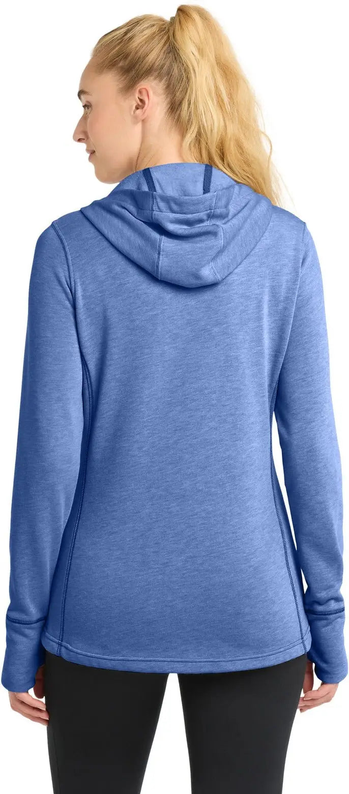Sport-tek Lst296 Women’s Posicharge Tri-blend Wicking Fleece Hooded Pullover - True Royal Heather