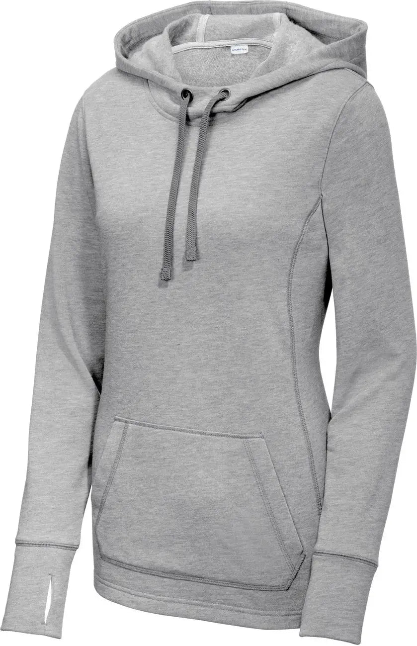 Sport-tek Lst296 Women’s Posicharge Tri-blend Wicking Fleece Hooded Pullover - Light Gray Heather