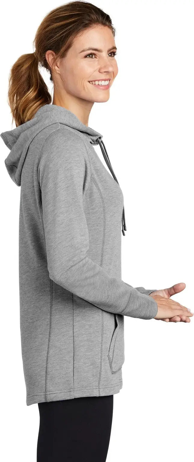 Sport-tek Lst296 Women’s Posicharge Tri-blend Wicking Fleece Hooded Pullover - Light Gray Heather