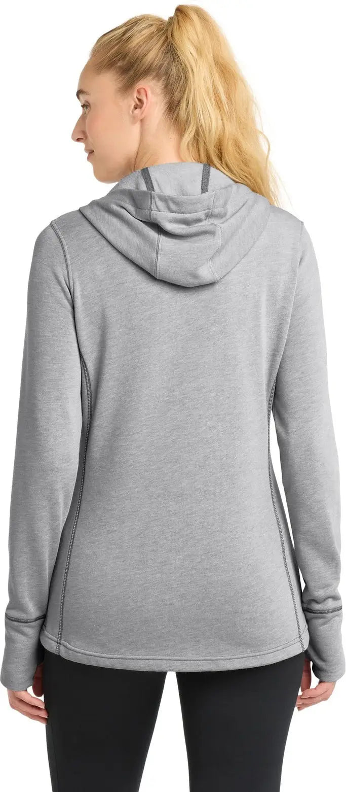 Sport-tek Lst296 Women’s Posicharge Tri-blend Wicking Fleece Hooded Pullover - Light Gray Heather
