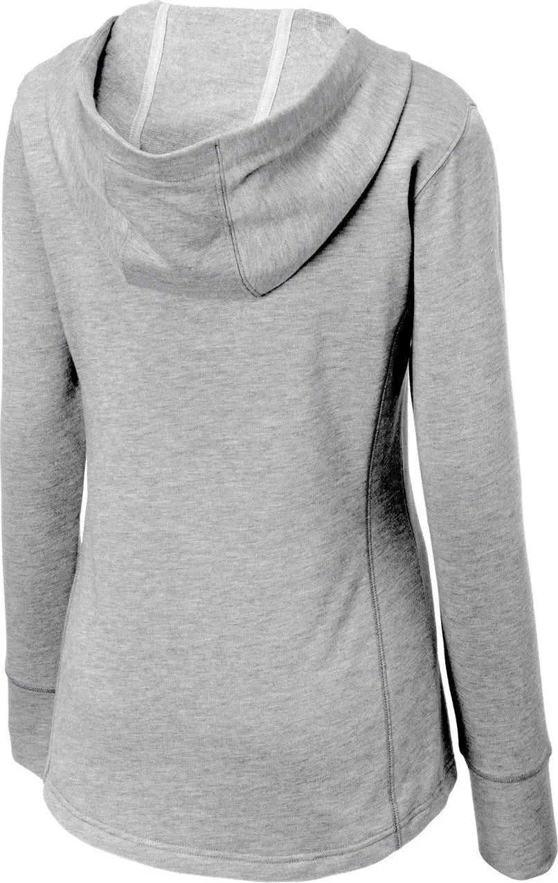 Sport-tek Lst296 Women’s Posicharge Tri-blend Wicking Fleece Hooded Pullover - Light Gray Heather