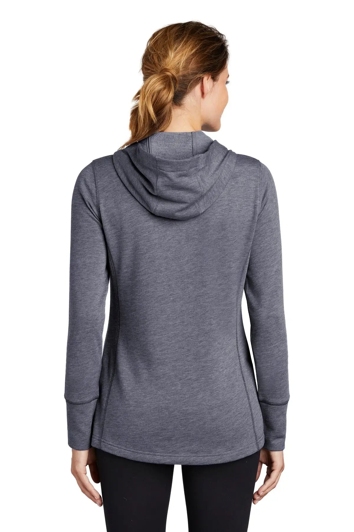 Sport-tek Lst296 Women’s Posicharge Tri-blend Wicking Fleece Hooded Pullover - True Navy Heather