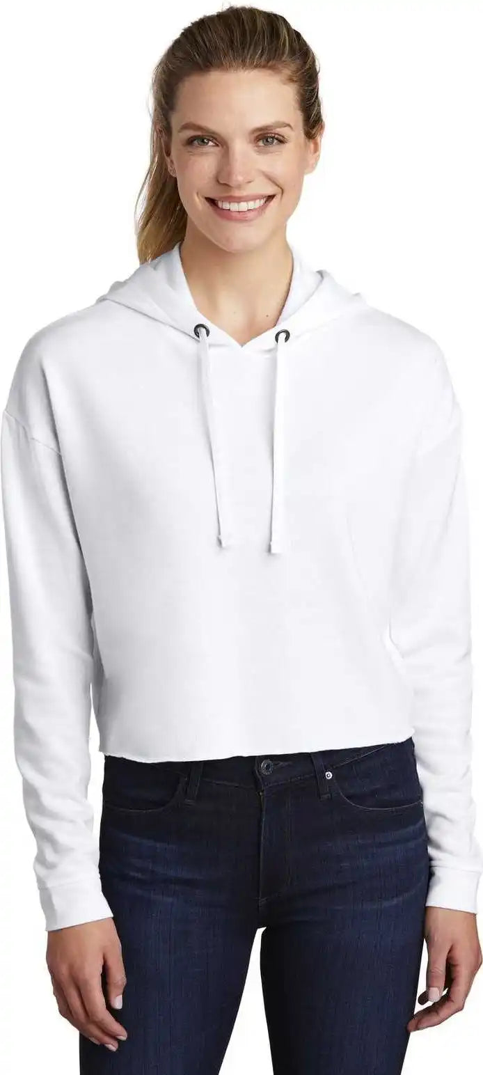 Sport-tek Lst298 Ladies Posicharge Tri-blend Wicking Fleece Crop Hooded Pullover - White Triad Solid