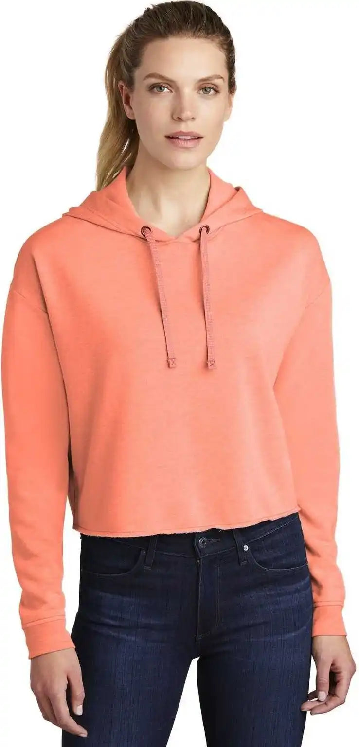 Sport-tek Lst298 Ladies Posicharge Tri-blend Wicking Fleece Crop Hooded Pullover - Soft Coral Heather