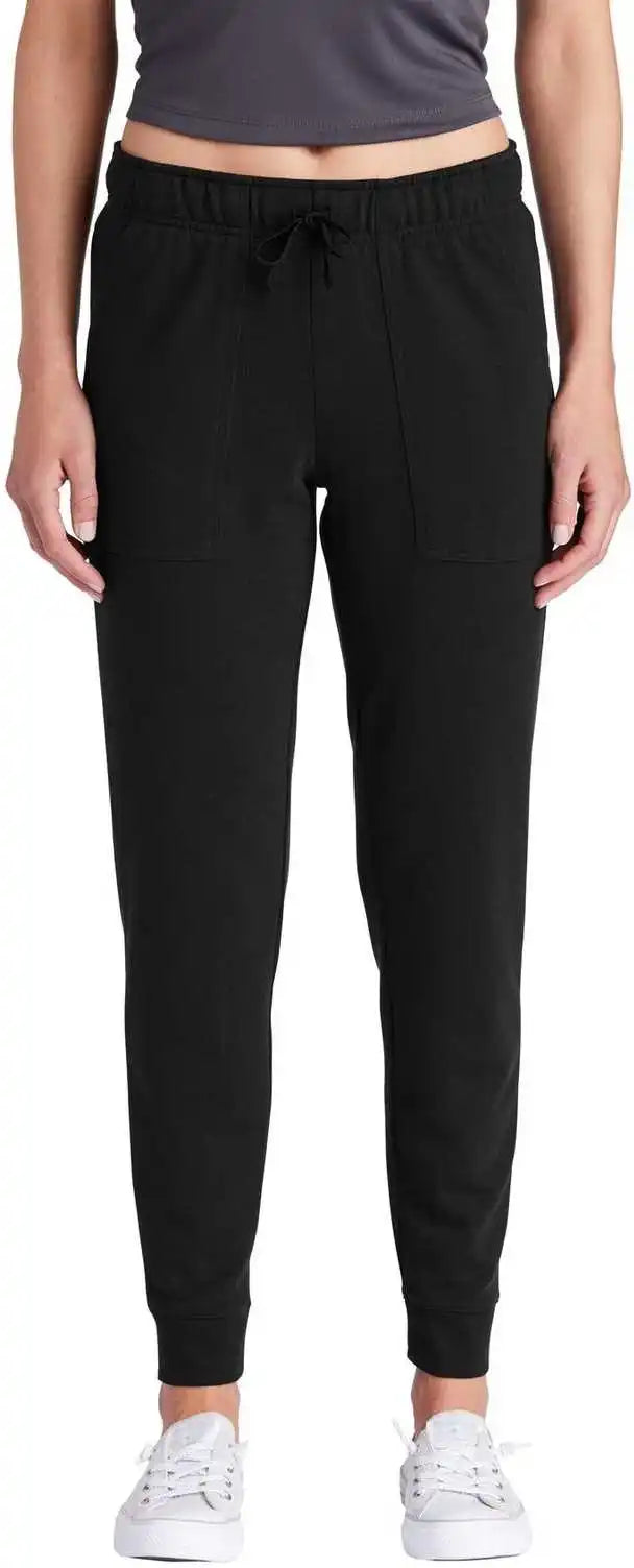 Sport-tek Lst299 Ladies Posicharge Tri-blend Wicking Fleece Jogger - Black Triad Solid