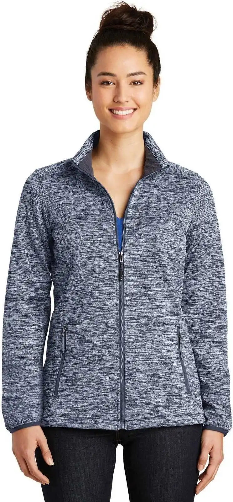 Sport-tek Lst30 Ladies Posicharge Electric Heather Soft Shell Jacket - True Navy