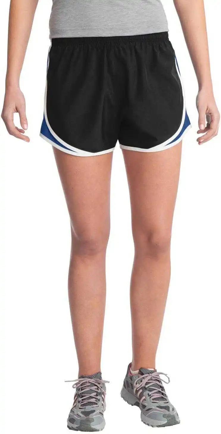 Sport-tek Lst304 Ladies Cadence Short - Black True Royal White