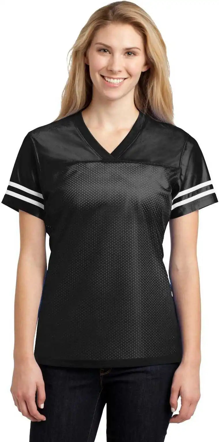 Sport Tek Lst307 Ladies Posicharge Replica Jersey Black White