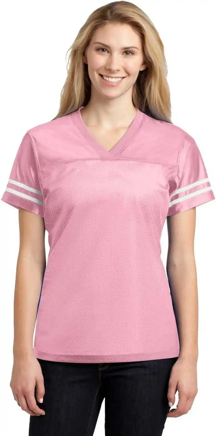 Sport Tek Lst307 Ladies Posicharge Replica Jersey Light Pink White