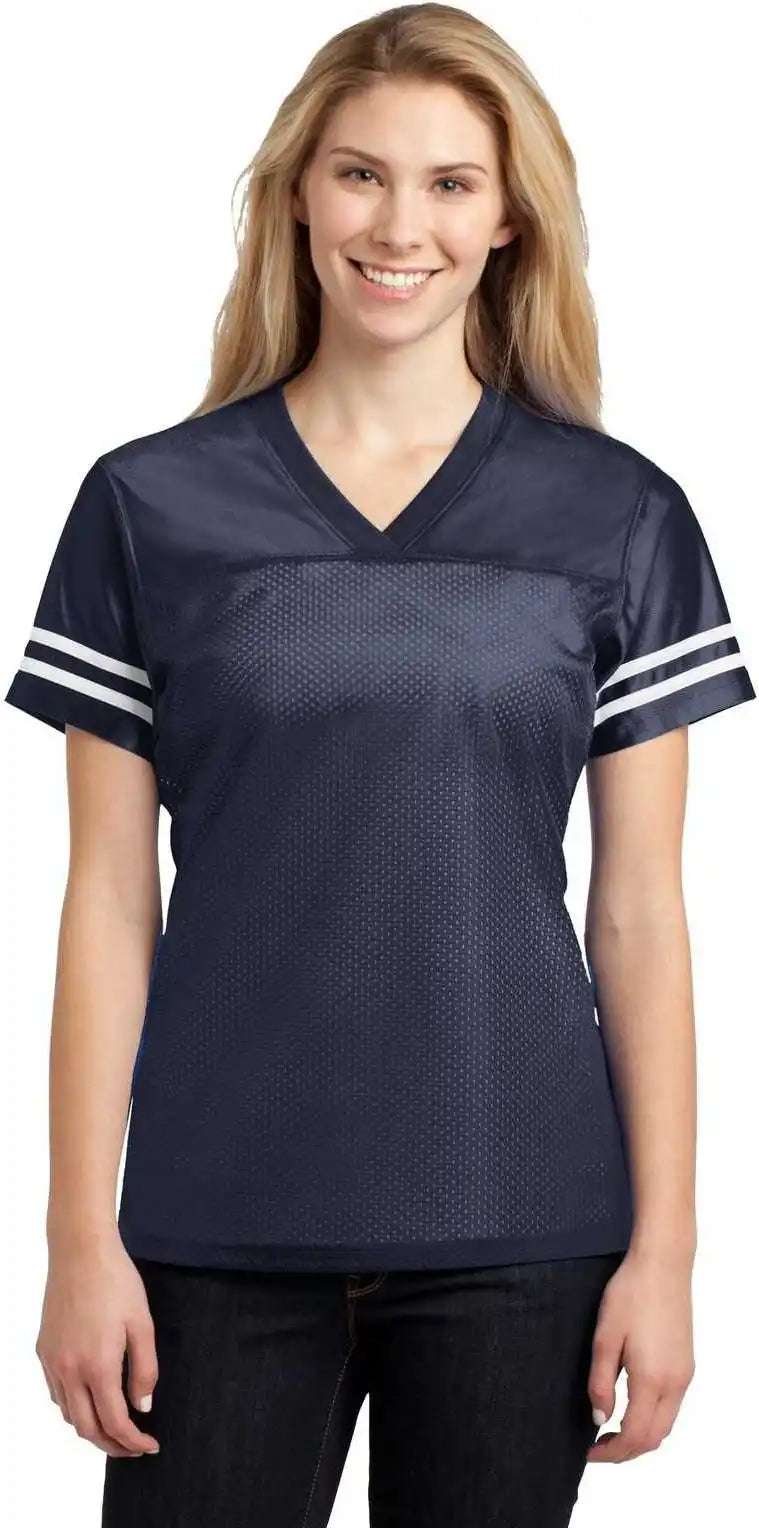 Sport Tek Lst307 Ladies Posicharge Replica Jersey True Navy White