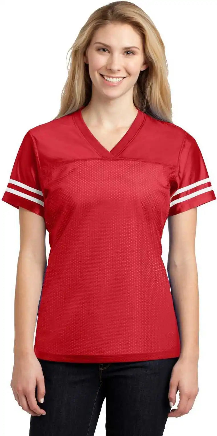 Sport Tek Lst307 Ladies Posicharge Replica Jersey True Red White