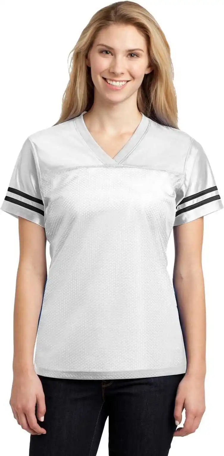 Sport Tek Lst307 Ladies Posicharge Replica Jersey White Black