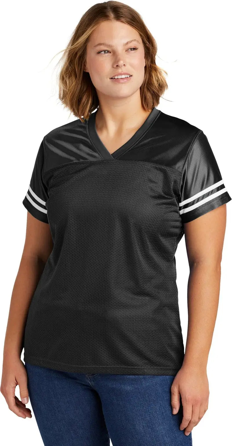 Sport-tek Lst307 Women’s Posicharge Replica Jersey - Black White - Black/ / Ladies Xs