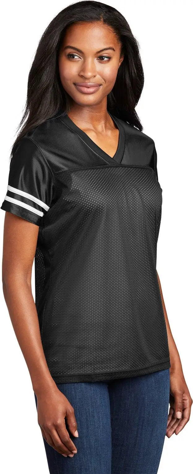 Sport-tek Lst307 Women’s Posicharge Replica Jersey - Black White