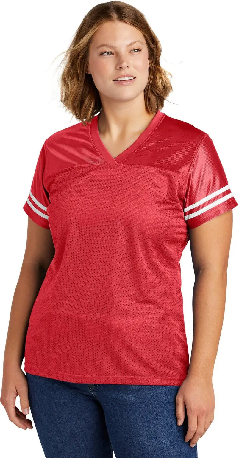 Sport-tek Lst307 Women’s Posicharge Replica Jersey - True Red White - Red/ / Ladies Xs