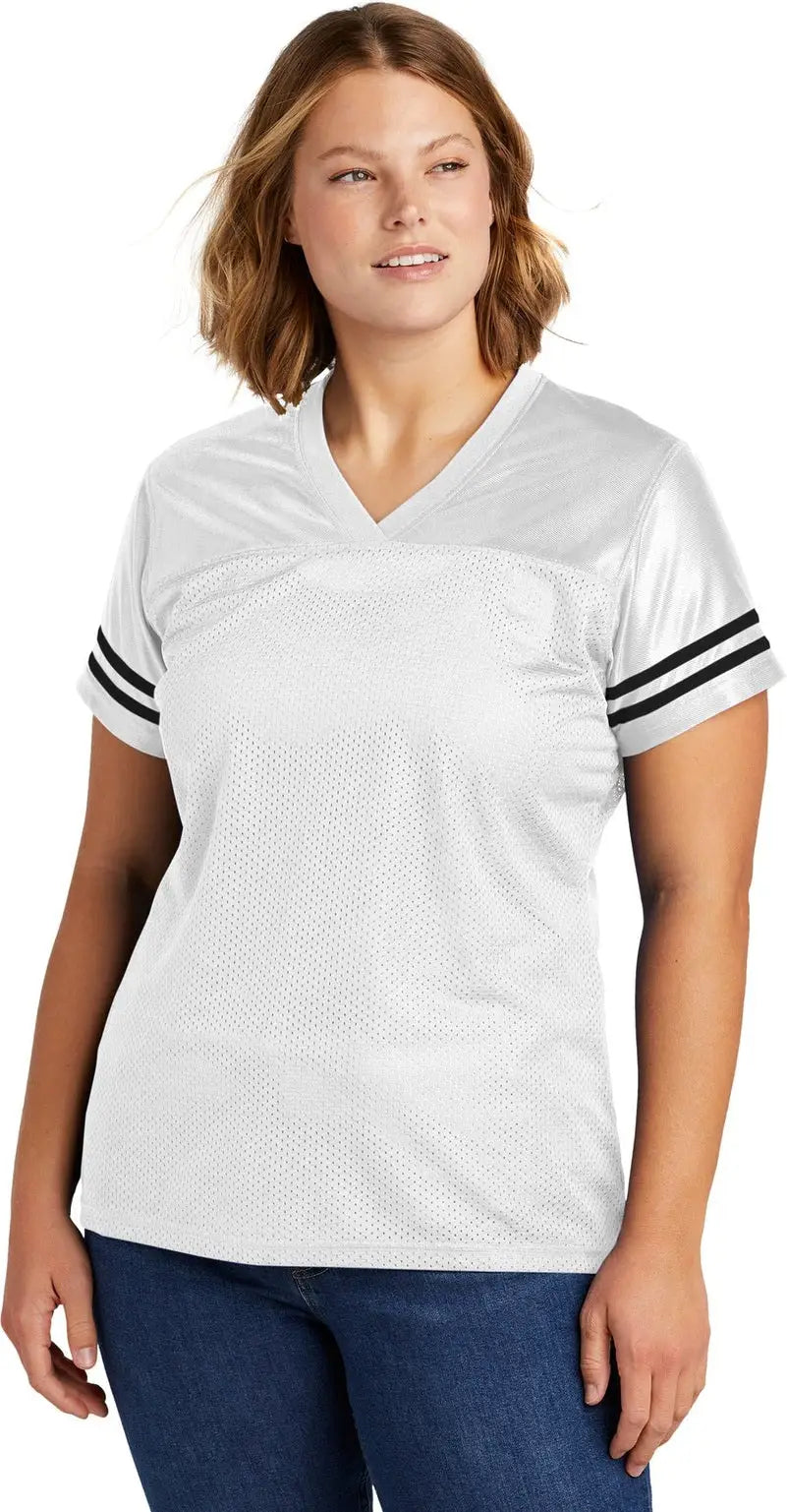 Sport-tek Lst307 Women’s Posicharge Replica Jersey - White Black - White/ / Ladies Xs