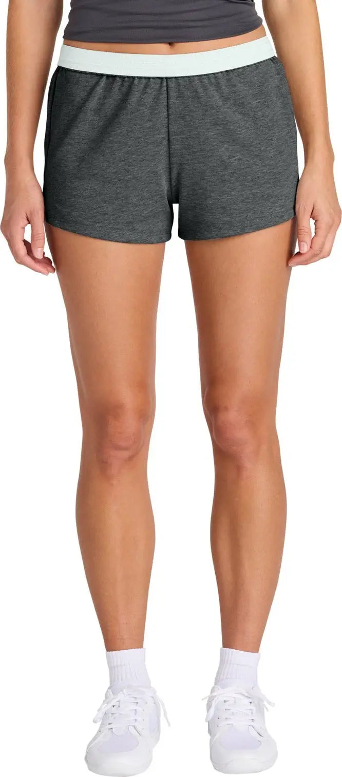 Sport-tek Lst311 Women’s Jersey Knit Squad Short - Dark Gray Heather - Ladies Xs