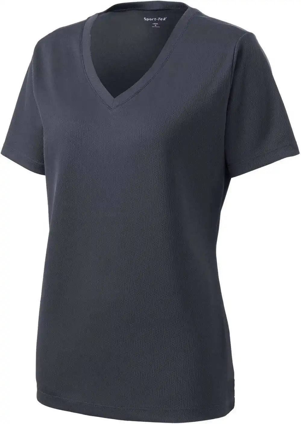 Sport Tek Lst340 Ladies Posicharge Racermesh v Neck Tee Graphite