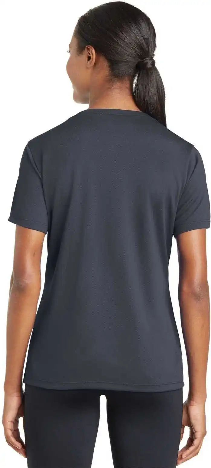 Sport Tek Lst340 Ladies Posicharge Racermesh v Neck Tee Graphite