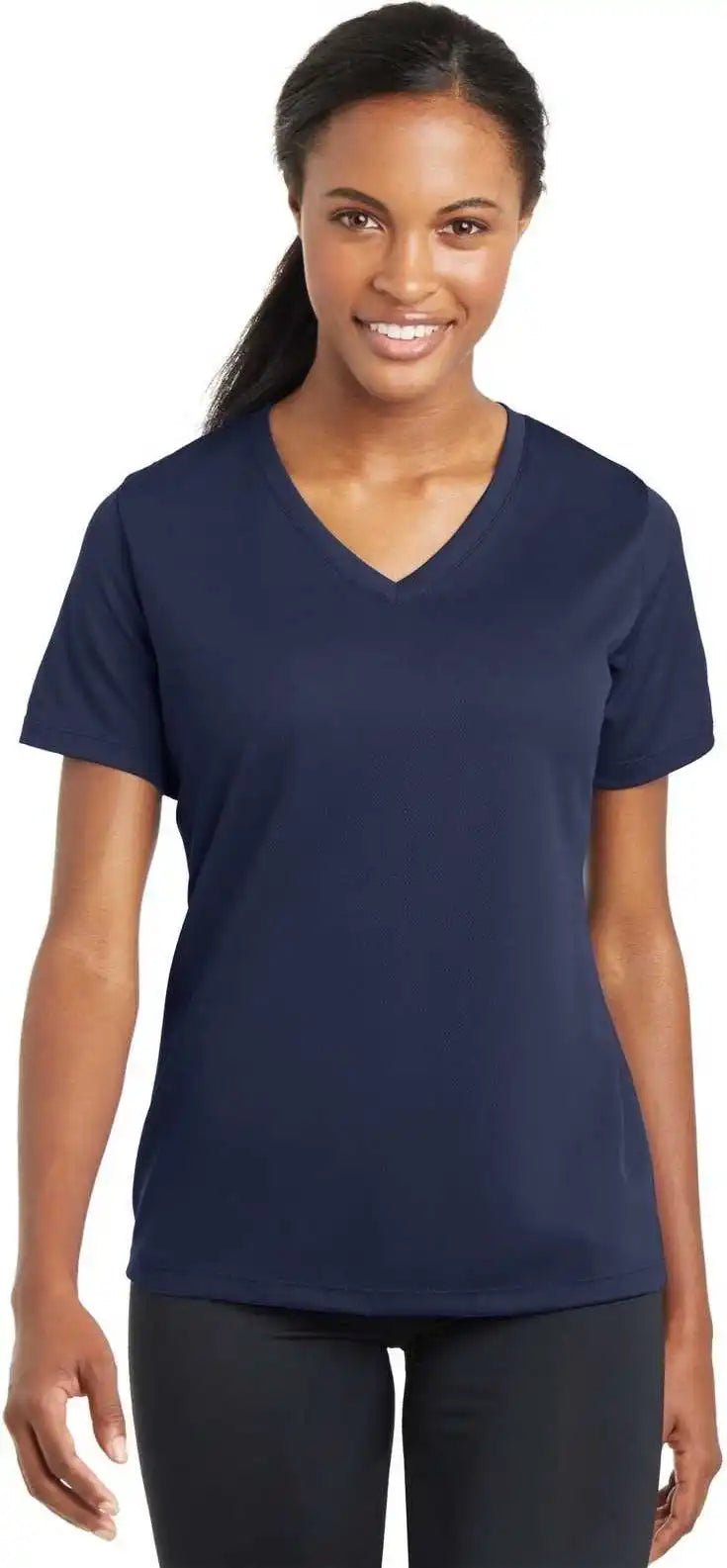 Sport Tek Lst340 Ladies Posicharge Racermesh v Neck Tee True Navy