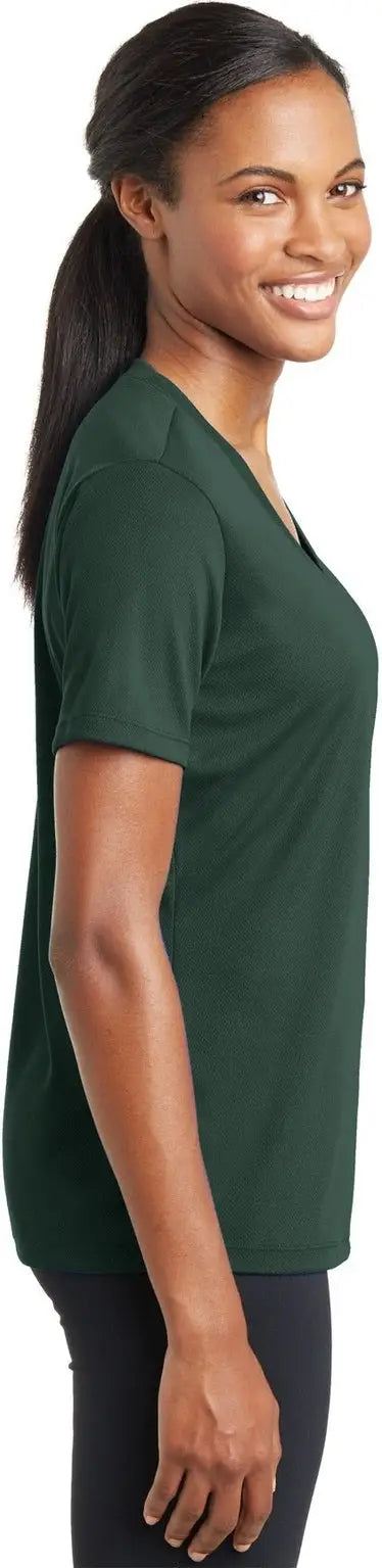 Sport-tek Lst340 Women’s Posicharge Racermesh V-neck Tee - Dark Forest Green