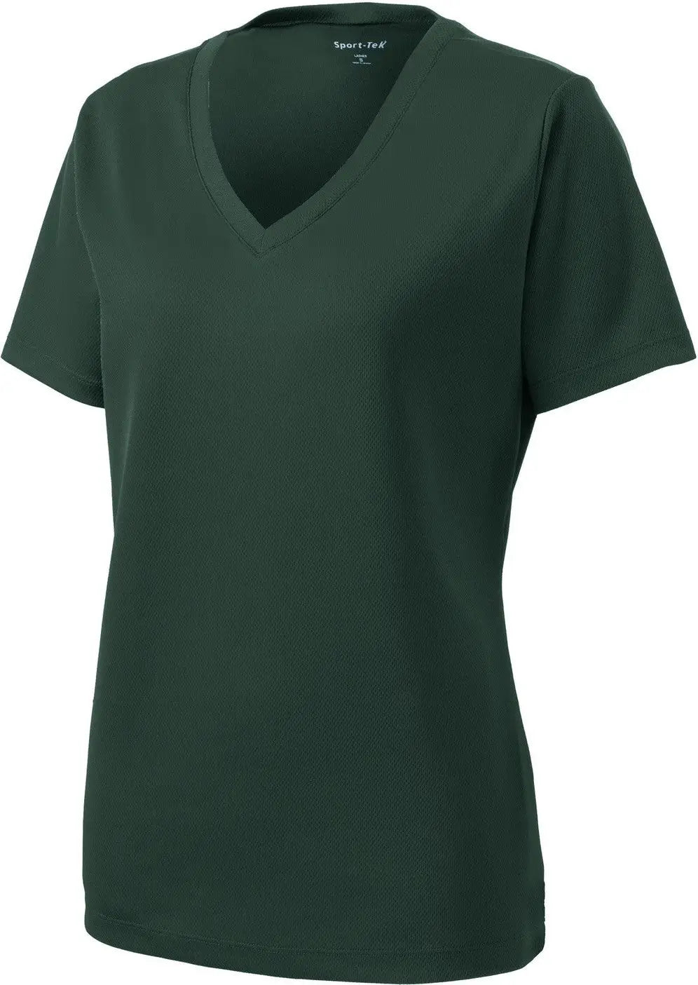 Sport-tek Lst340 Women’s Posicharge Racermesh V-neck Tee - Dark Forest Green