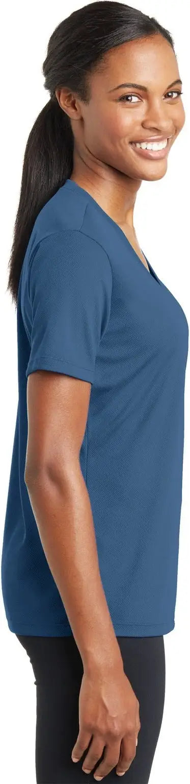 Sport-tek Lst340 Women’s Posicharge Racermesh V-neck Tee - Dawn Blue