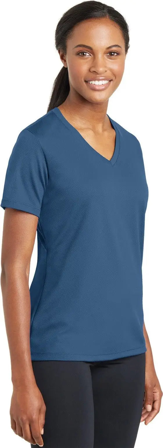 Sport-tek Lst340 Women’s Posicharge Racermesh V-neck Tee - Dawn Blue