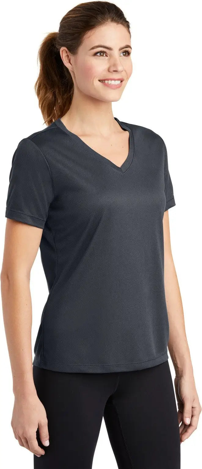 Sport-tek Lst340 Women’s Posicharge Racermesh V-neck Tee - Graphite