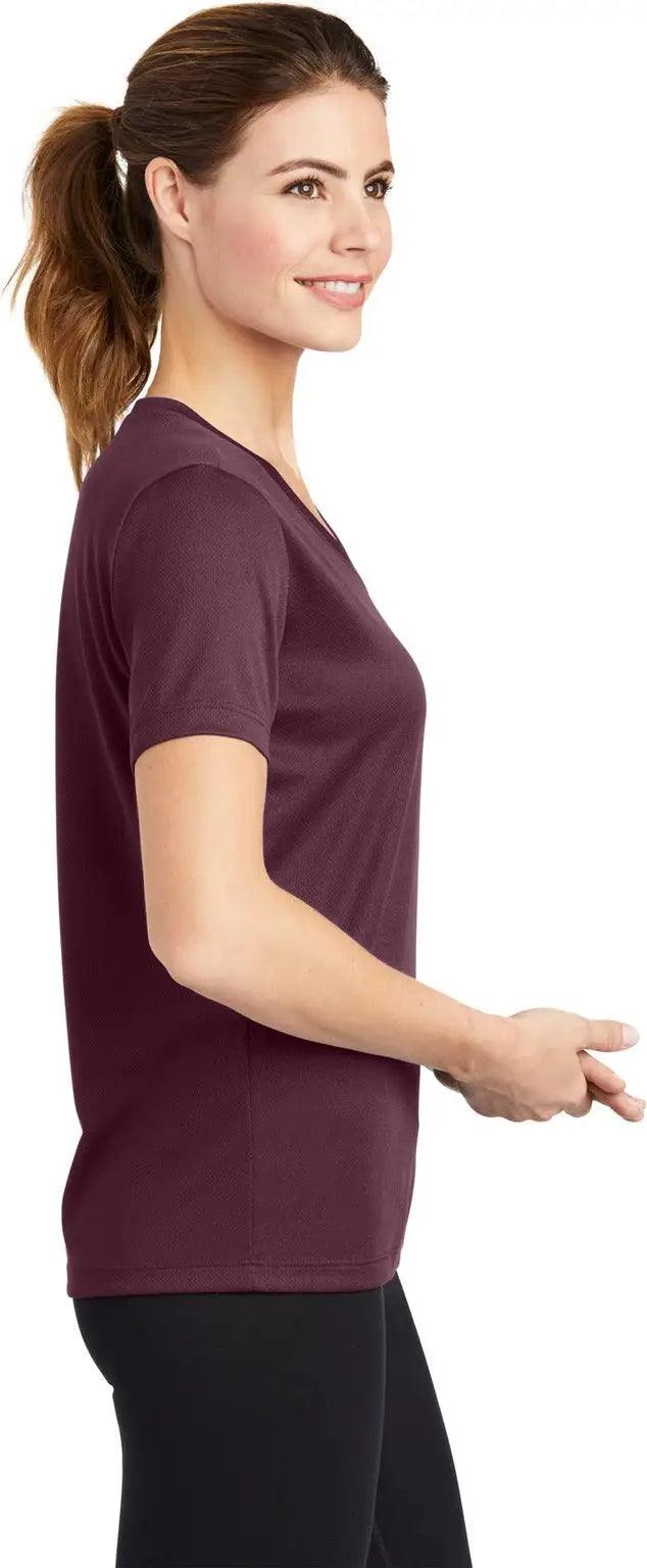 Sport-tek Lst340 Women’s Posicharge Racermesh V-neck Tee - Maroon