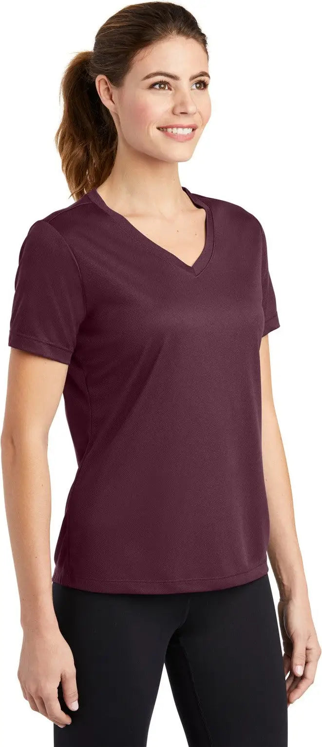 Sport-tek Lst340 Women’s Posicharge Racermesh V-neck Tee - Maroon